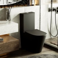 Унитаз-компакт напольный Abber Bequem AC1112TMB безободковый, с микролифтом, черный матовый