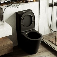 Унитаз-компакт напольный Abber Bequem AC1112TMB безободковый, с микролифтом, черный матовый