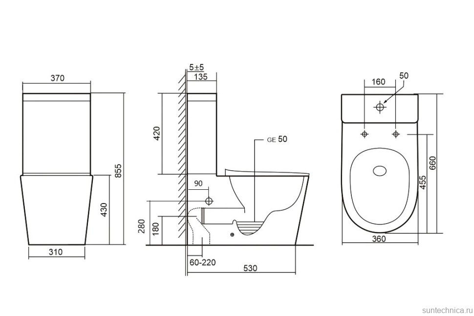 Унитаз-компакт напольный Abber Bequem AC1112TMB безободковый, с микролифтом, черный матовый