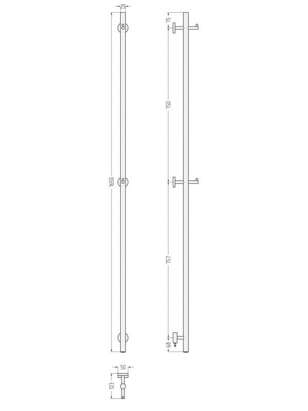 Полотенцесушитель электрический Сунержа Аскет 051-0850-1650 165x5 см, скрытое подключение, состаренная латунь, I-образный