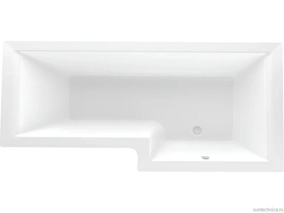 Акриловая ванна 1MarKa Linea R Стандарт 2 165x85 см, угловая, правая, встраиваемая, белая, асимметричная, с каркасом, со сливом-переливом