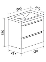Тумба с раковиной Emmy Стоун 60 подвесная, раковина Como, белая