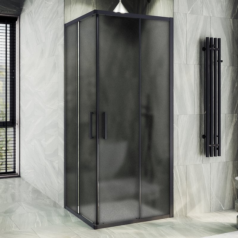 Душевой уголок Maybahglass MGY-1331-6 100х100 см, профиль матовый черный, стекло графит матовый