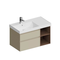 Тумба с раковиной KERAMA MARAZZI Cubo 90, левая лимо матовая, структурированный орех