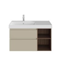 Тумба с раковиной KERAMA MARAZZI Cubo 90, левая лимо матовая, структурированный орех