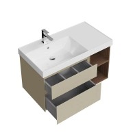 Тумба с раковиной KERAMA MARAZZI Cubo 90, левая лимо матовая, структурированный орех