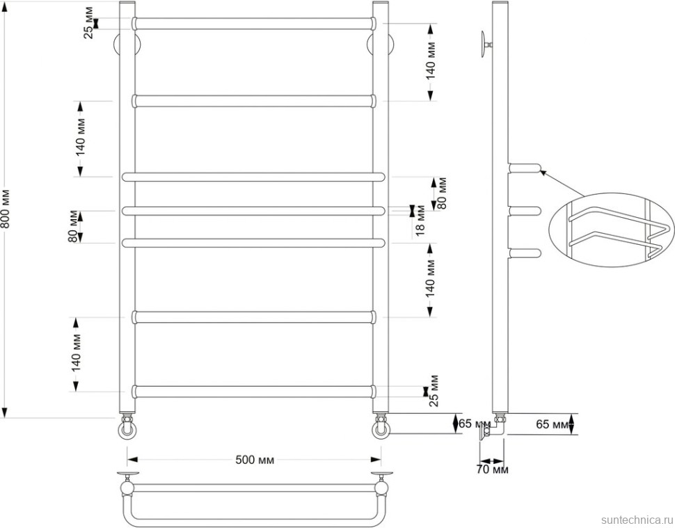 Полотенцесушитель водяной Secado Триест 4603777477394 85x55 см, бронза, лесенка, латунь
