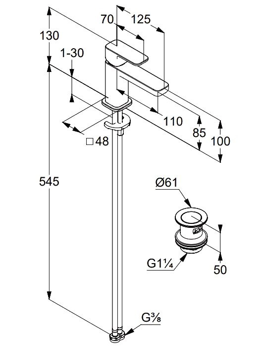 Смеситель для раковины Kludi Renon 42267N175 брашированная бронза PVD