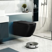 Унитаз подвесной Abber Bequem AC1108PMB безободковый, с микролифтом, матовый черный