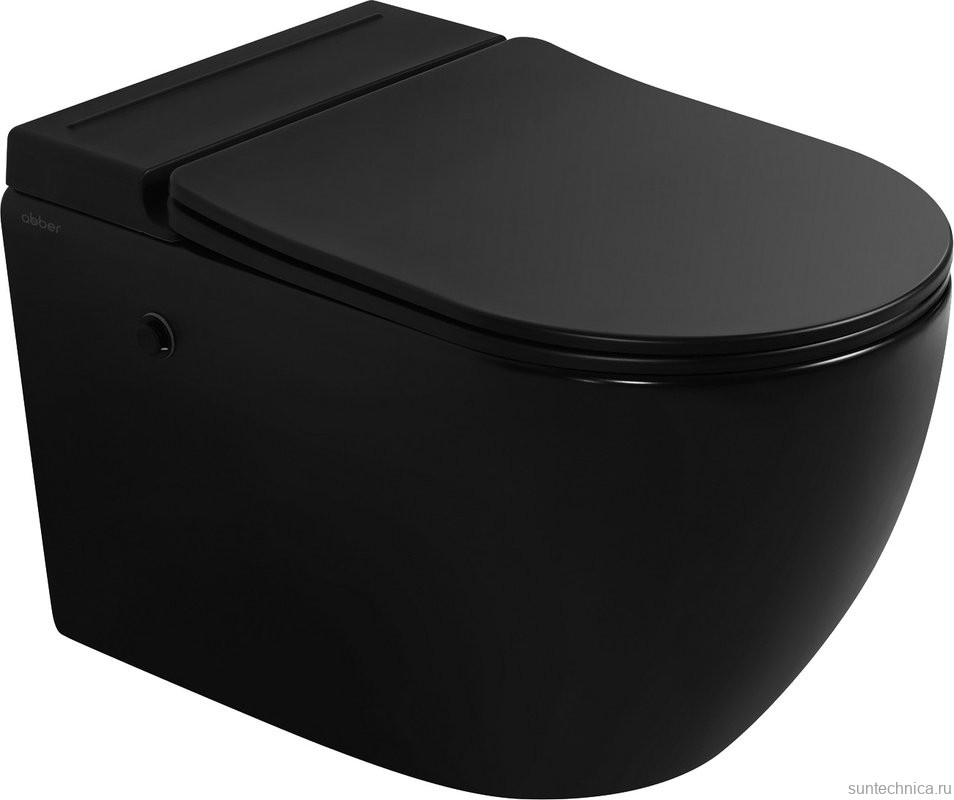 Унитаз подвесной Abber Bequem AC1108PMB безободковый, с микролифтом, матовый черный