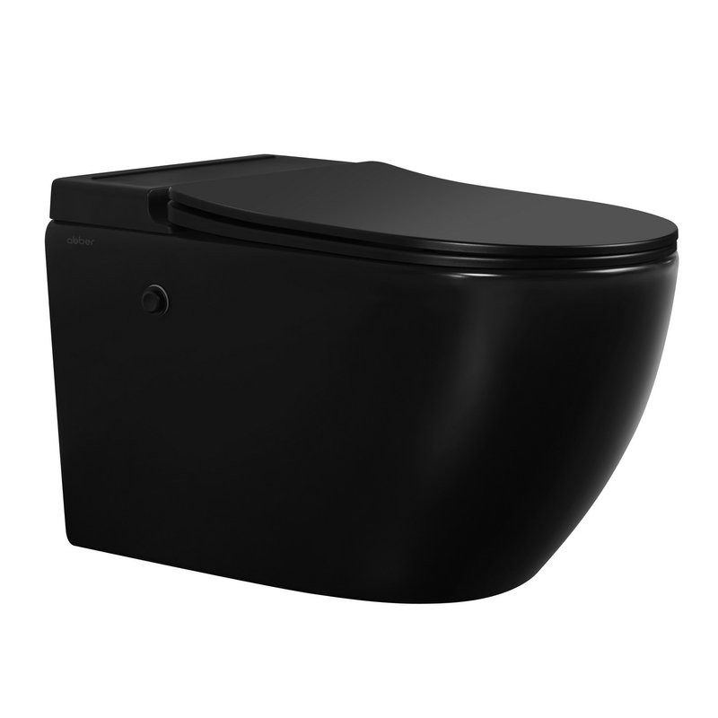 Унитаз подвесной Abber Bequem AC1108PMB безободковый, с микролифтом, матовый черный