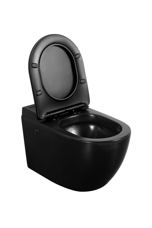 Унитаз подвесной Abber Bequem AC1108PMB безободковый, с микролифтом, матовый черный