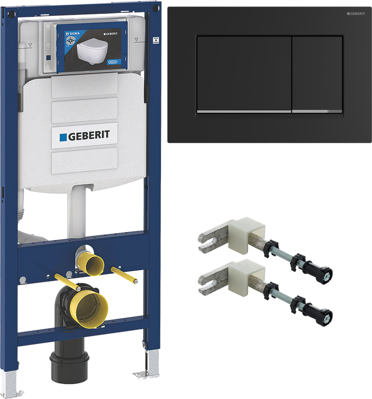 Система инсталляции для унитазов Geberit Duofix UP 320 111.300.00.5 кнопка черная матовая, хром глянцевый