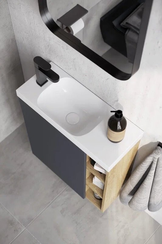 Тумба с раковиной Aqwella Alba 60 L, подвесная, дуб давос