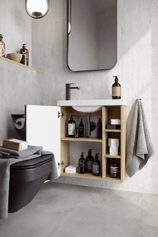 Тумба с раковиной Aqwella Alba 60 L, подвесная, дуб давос