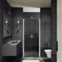 Душевая дверь в нишу Maybahglass MGD-430-1 120 см, профиль матовый белый, стекло графит