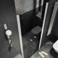 Душевая дверь в нишу Maybahglass MGD-430-1 120 см, профиль матовый белый, стекло графит