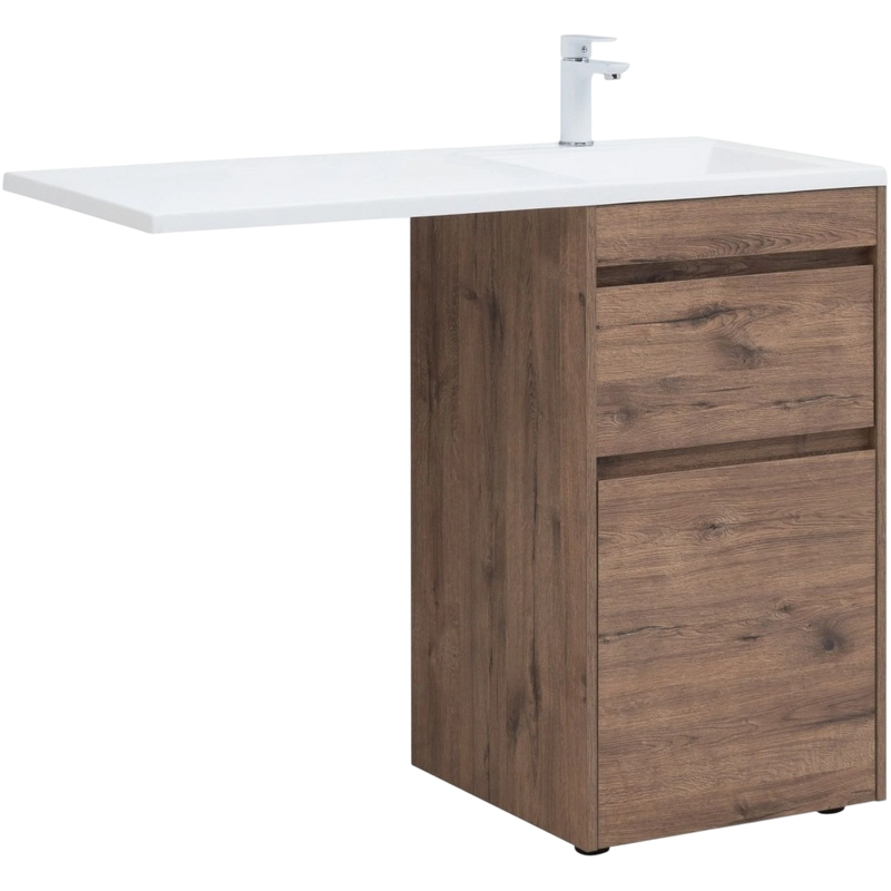 Тумба с раковиной Aquanet Токио 48 R напольная, дуб веллингтон, под стиральную машину