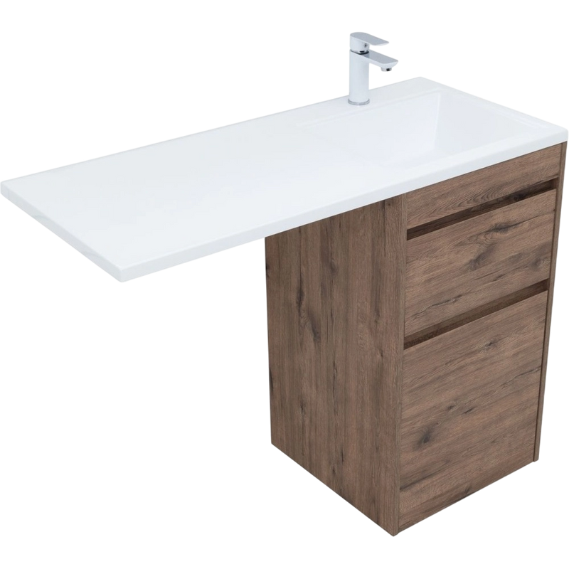 Тумба с раковиной Aquanet Токио 48 R напольная, дуб веллингтон, под стиральную машину