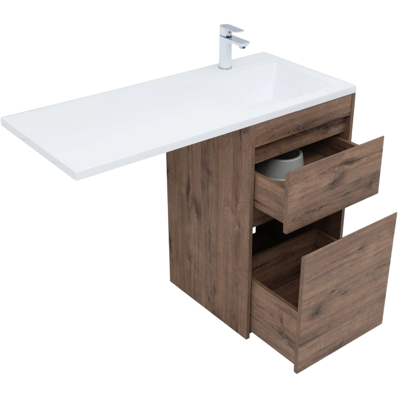 Тумба с раковиной Aquanet Токио 48 R напольная, дуб веллингтон, под стиральную машину