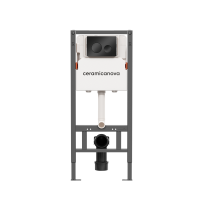 Комплект Ceramicanova Унитаз подвесной New Day CN3005 безободковый, с микролифтом + Инсталляция Balance CN121001MB с кнопкой Circle матовой черной