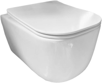 Комплект Ceramicanova Унитаз подвесной New Day CN3005 безободковый, с микролифтом + Инсталляция Balance CN121001MB с кнопкой Circle матовой черной