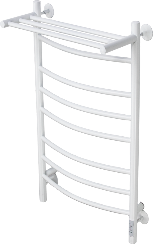 Полотенцесушитель электрический Comfysan Noumi EC-8 80x45 см, подключение справа, слева, матовый белый, лесенка, из стали, с полкой