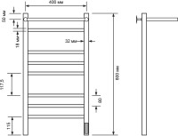 Полотенцесушитель электрический Comfysan Noumi EC-8 80x45 см, подключение справа, слева, матовый белый, лесенка, из стали, с полкой