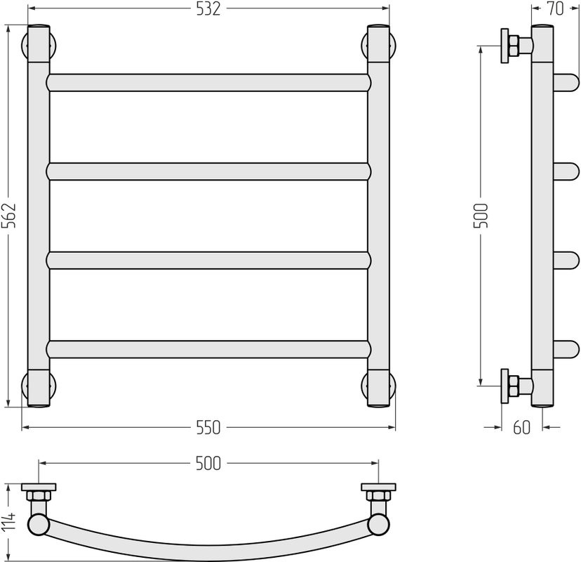 Полотенцесушитель водяной Сунержа Галант + 50x50, черный матовый