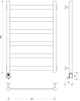 Полотенцесушитель электрический Secado Комано 2 85x55 см, подключение слева, матовый черный, лесенка