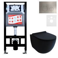 Комплект Унитаз подвесной Esbano Garcia ESUPGARCBM матовый черный + Инсталляция Fram + Кнопка ESINMTK60ST