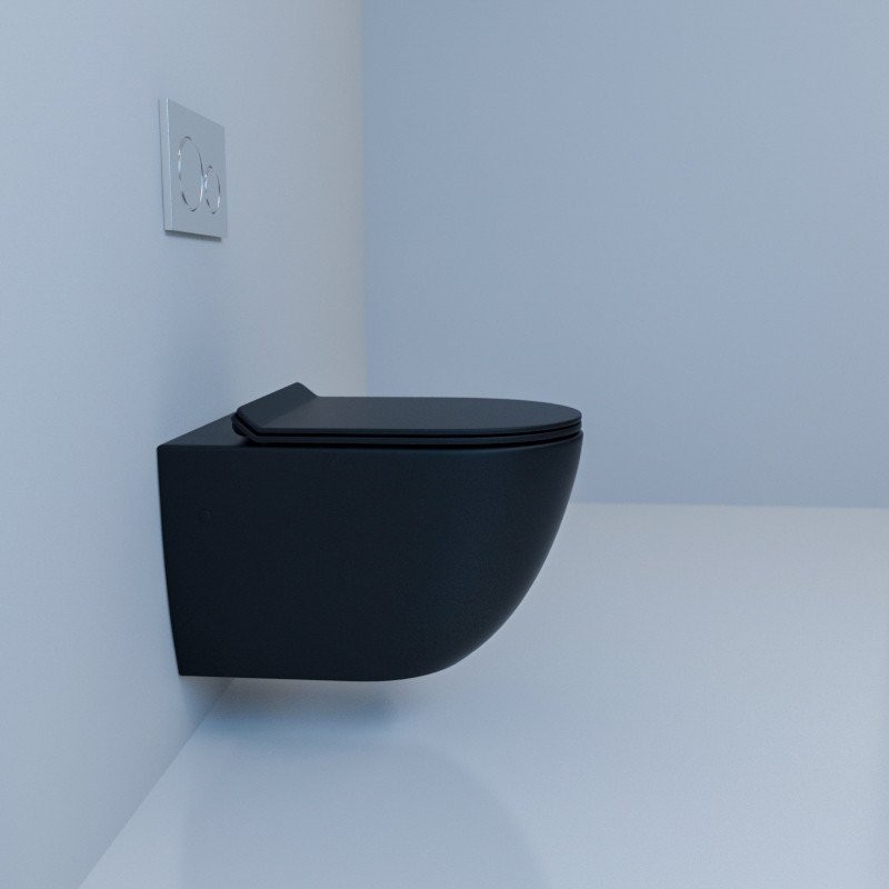 Комплект Унитаз подвесной Esbano Garcia ESUPGARCBM матовый черный + Инсталляция Fram + Кнопка ESINMTK60ST