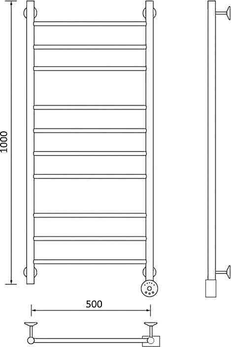 Полотенцесушитель электрический Маргроид Вид 10 10-10050-257R 105x55 см, подключение справа, глянцевый хром, лесенка