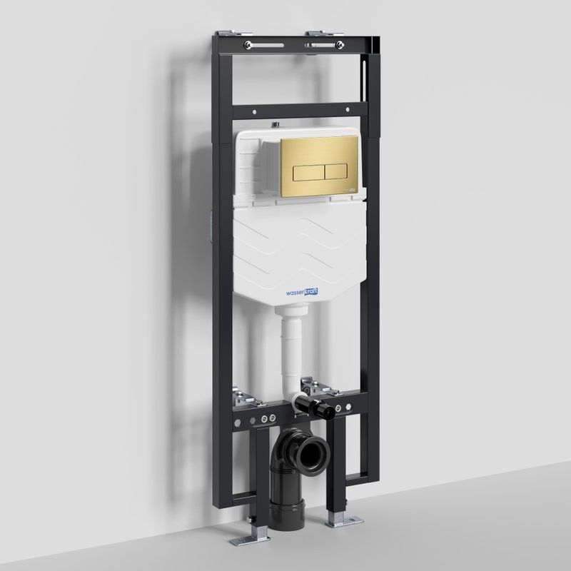 Система инсталляции для унитазов Wasserkraft Dinkel 58TLT.010.ME.MG03 с кнопкой смыва матовое золото