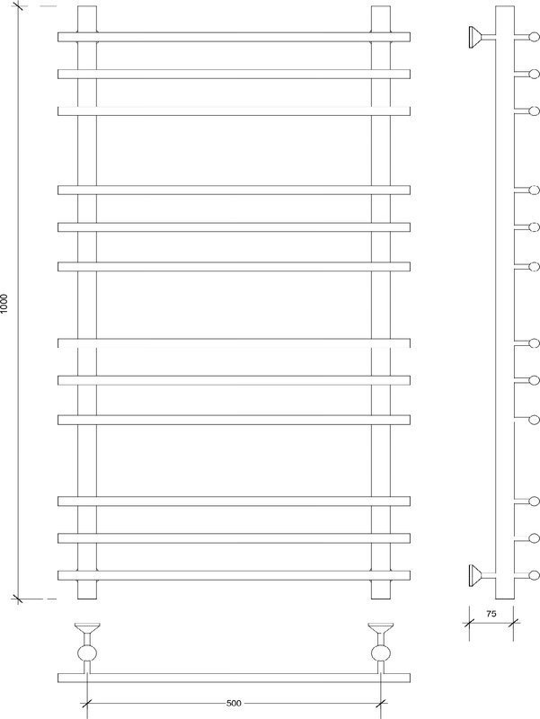 Полотенцесушитель водяной Secado Турин Плюс 100x55 см, матовый черный, лесенка
