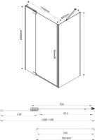 Душевой уголок Vincea Extra VSR-1E101180CL 110x80 см, профиль хром, стекло прозрачное
