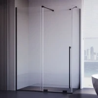 Душевой уголок Veconi Premium Trento PTC-SP-50B 150х80 см, профиль матовый черный, стекло прозрачное