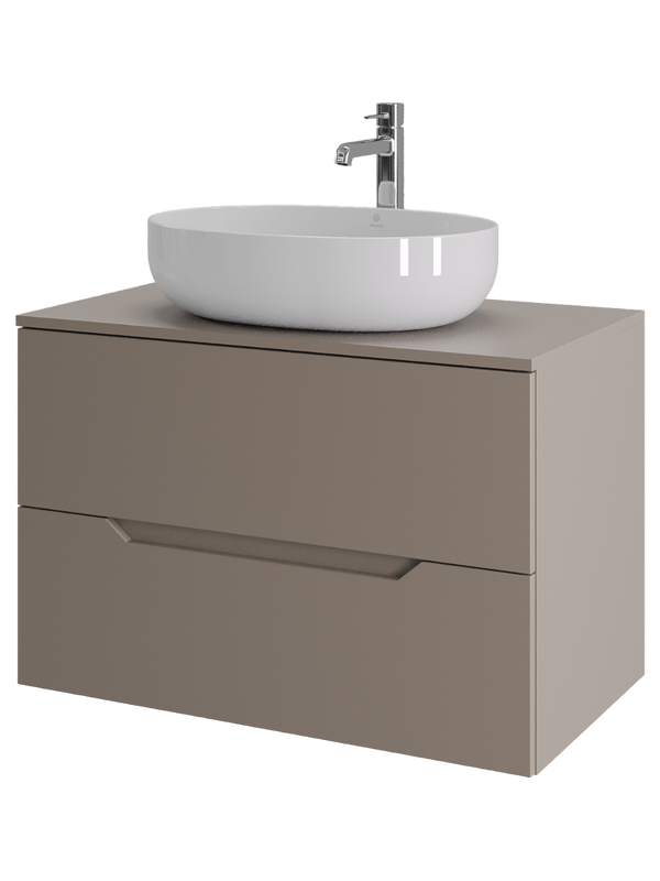 Тумба с раковиной Orange Line 80 подвесная, 2 ящика, матовый латте с раковиной B05-520W