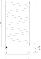 Полотенцесушитель электрический Secado Мирано плюс 105x55 см, подключение справа, матовый черный, лесенка