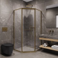 Душевой уголок Timo TTSS-100/17C-8L 100x100 см, профиль матовое золото, стекло прозрачное