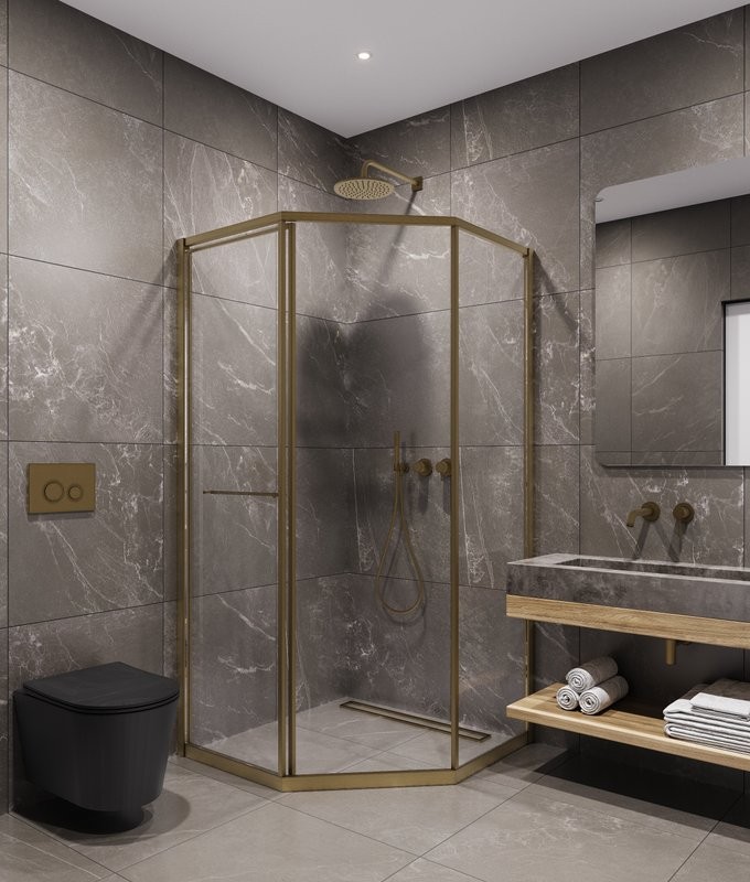 Душевой уголок Timo TTSS-100/17C-8L 100x100 см, профиль матовое золото, стекло прозрачное