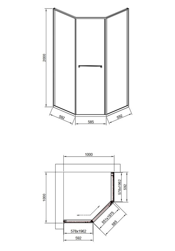 Душевой уголок Timo TTSS-100/17C-8L 100x100 см, профиль матовое золото, стекло прозрачное