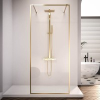 Душевая перегородка Veconi Korato KR90G-110-01-C4 110 см, профиль брашированное золото, стекло прозрачное