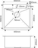 Мойка кухонная Melana ProfLine R5050H в комплекте с дозатором, сатин
