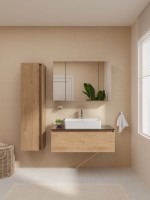 Шкаф пенал для ванной VitrA Nuo 35 золотой дуб