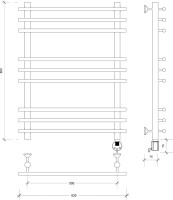 Полотенцесушитель электрический Secado Турин Плюс 80x55 см, подключение справа, матовый черный, лесенка
