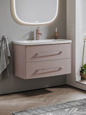 Тумба с раковиной Aqwella 5 stars Neringa 80 подвесная, пепельная роза