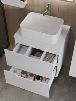 Мебель для ванной комнаты Orange Line 60 подвесная, 2 ящика, матовая белая с раковиной B02-460W