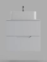 Мебель для ванной комнаты Orange Line 60 подвесная, 2 ящика, матовая белая с раковиной B02-460W