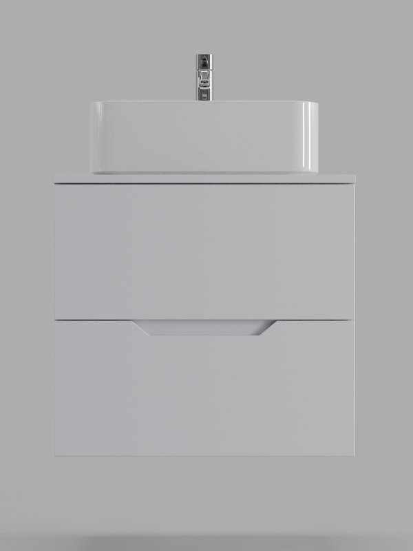 Мебель для ванной комнаты Orange Line 60 подвесная, 2 ящика, матовая белая с раковиной B02-460W